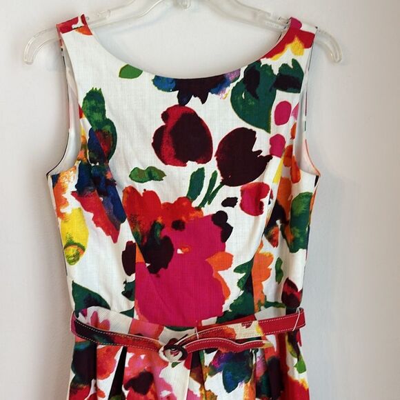 ELIZA J | 6 | Watercolor Floral A-Line Cocktail Belted Sheath Shift Dress EUC! - Picture 5 of 14